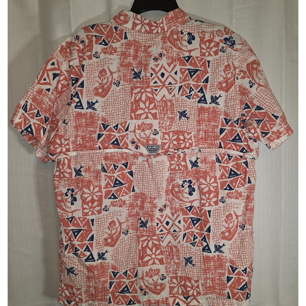 Columbia PFG Shirt Mens Large Red Button Up Fish Hike Vented Flying Fish - Picture 2 of 10